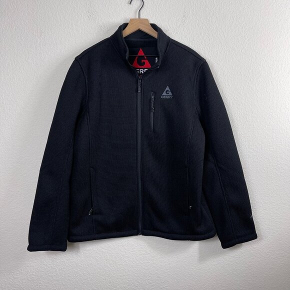 Gerry Men’s XL Black Fleece Waffle Knit Full Zip Jacket with Drawstring Hem - Picture 2 of 12